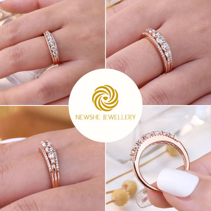Newshe Eternity Ring Wedding Band for Women 925 Sterling Silver 1.13ct Round White AAAAA Cz Size 4-13