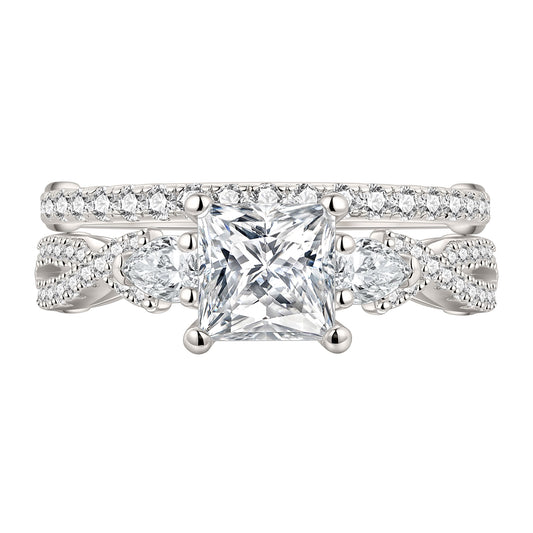 Newshe Jewellery 2 Carat Princess Moissanite Wedding Rings for Women VVS1 D Color 925 Sterling Silver Rings Size 5-10