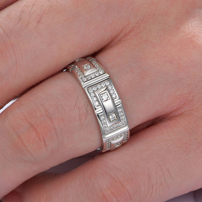 Newshe Jewellery Wedding Rings For Him 5A 925 Sterling Silver Mens Wedding Bands Round Cut Cubic Zirconia Size 8-13