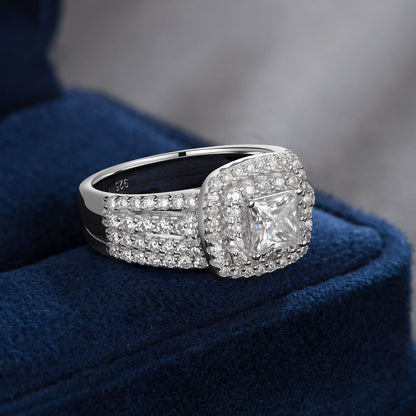 Newshe Jewellery Moissanite Rings For Women Wedding Ring Set 925 Sterling Silver 1.9ct Princess White Size 6-10