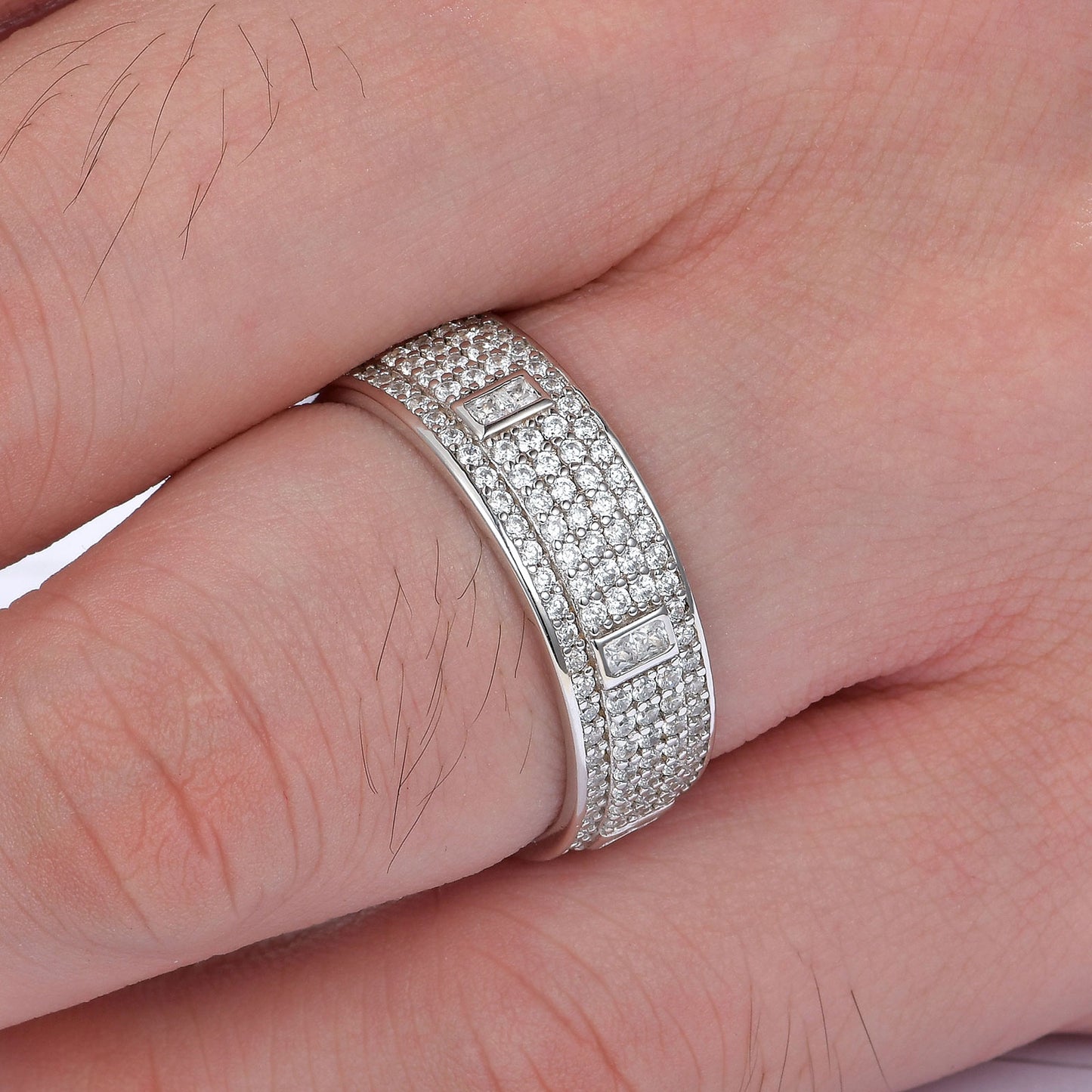 Newshe Jewellery Wedding Rings For Men 3ct 925 Sterling Silver Wedding Band For Men 5A Cz Men Rings Round Princess Size 8-13