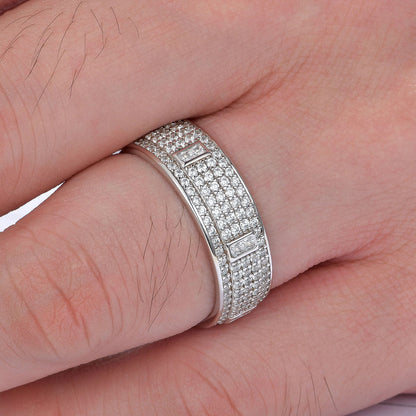Newshe Jewellery Wedding Rings For Men 3ct 925 Sterling Silver Wedding Band For Men 5A Cz Men Rings Round Princess Size 8-13