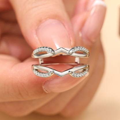 Newshe Jewellery Moissanite Wedding Rings Enhancer Infinity Curved Bands for Women 925 Sterling Silver Size 5-10