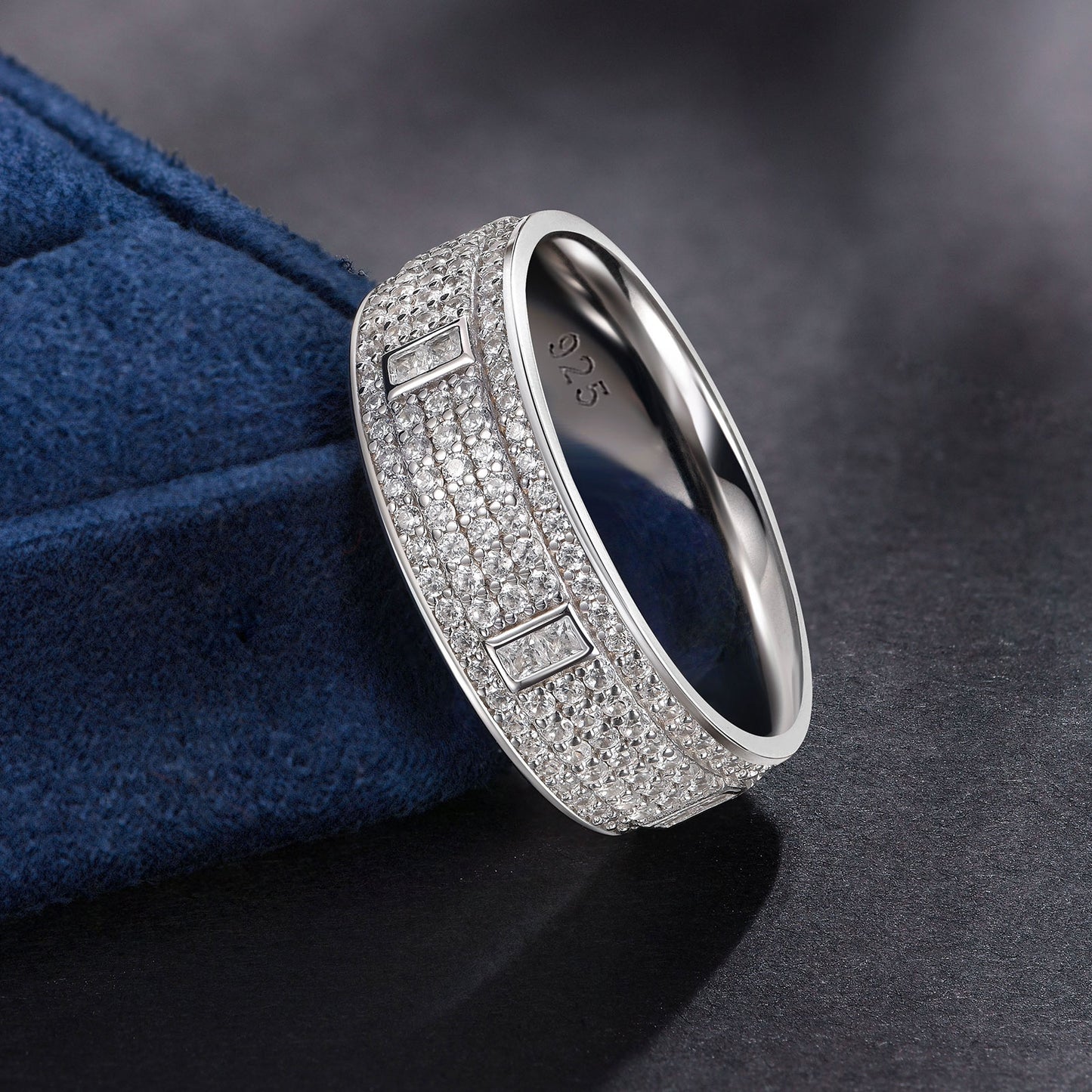 Newshe Jewellery Wedding Rings For Men 3ct 925 Sterling Silver Wedding Band For Men 5A Cz Men Rings Round Princess Size 8-13