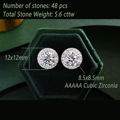 Newshe Jewellery Vintage Stud Earrings for Women 925 Sterling Silver Earring Sets Round Cubic Zirconia