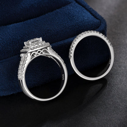 Newshe Jewellery Moissanite Rings For Women Wedding Ring Set 925 Sterling Silver 1.9ct Princess White Size 6-10