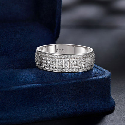 Newshe Jewellery Wedding Rings For Men 3ct 925 Sterling Silver Wedding Band For Men 5A Cz Men Rings Round Princess Size 8-13