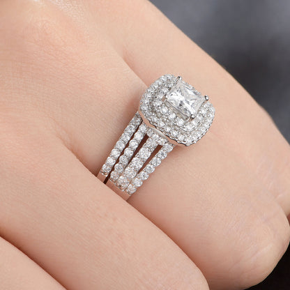 Newshe Jewellery Moissanite Rings For Women Wedding Ring Set 925 Sterling Silver 1.9ct Princess White Size 6-10