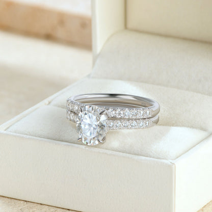 Newshe Jewellery Oval Moissanite Wedding Rings for Women Engagement Ring Sets 925 Sterling Silver Size 5-10