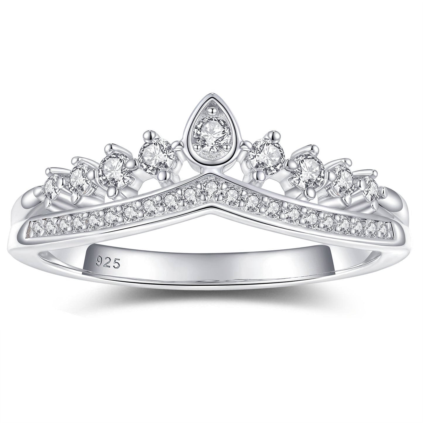 Newshe Jewellery Crown Moissanite Wedding Bands for Woman 925 Sterling Silver Eternity Rings Size 5-10