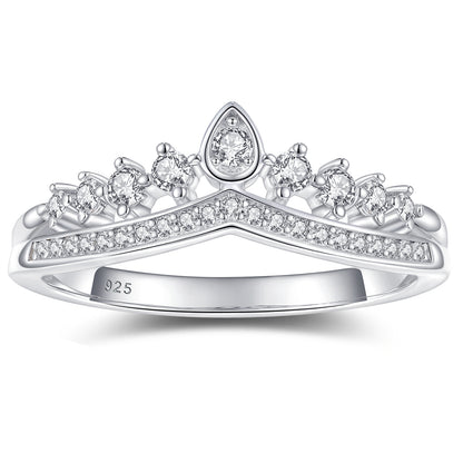 Newshe Jewellery Crown Moissanite Wedding Bands for Woman 925 Sterling Silver Eternity Rings Size 5-10