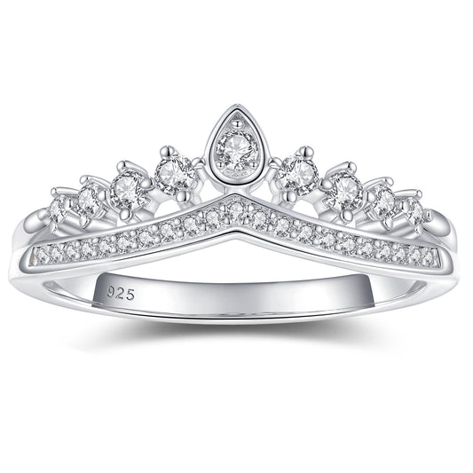 Newshe Jewellery Crown Moissanite Wedding Bands for Woman 925 Sterling Silver Eternity Rings Size 5-10