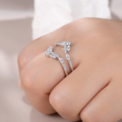 Newshe Jewellery 5A Cz Wedding Ring Enhancer for Engagement Rings 925 Sterling Silver Marquise Promise Eternity Band