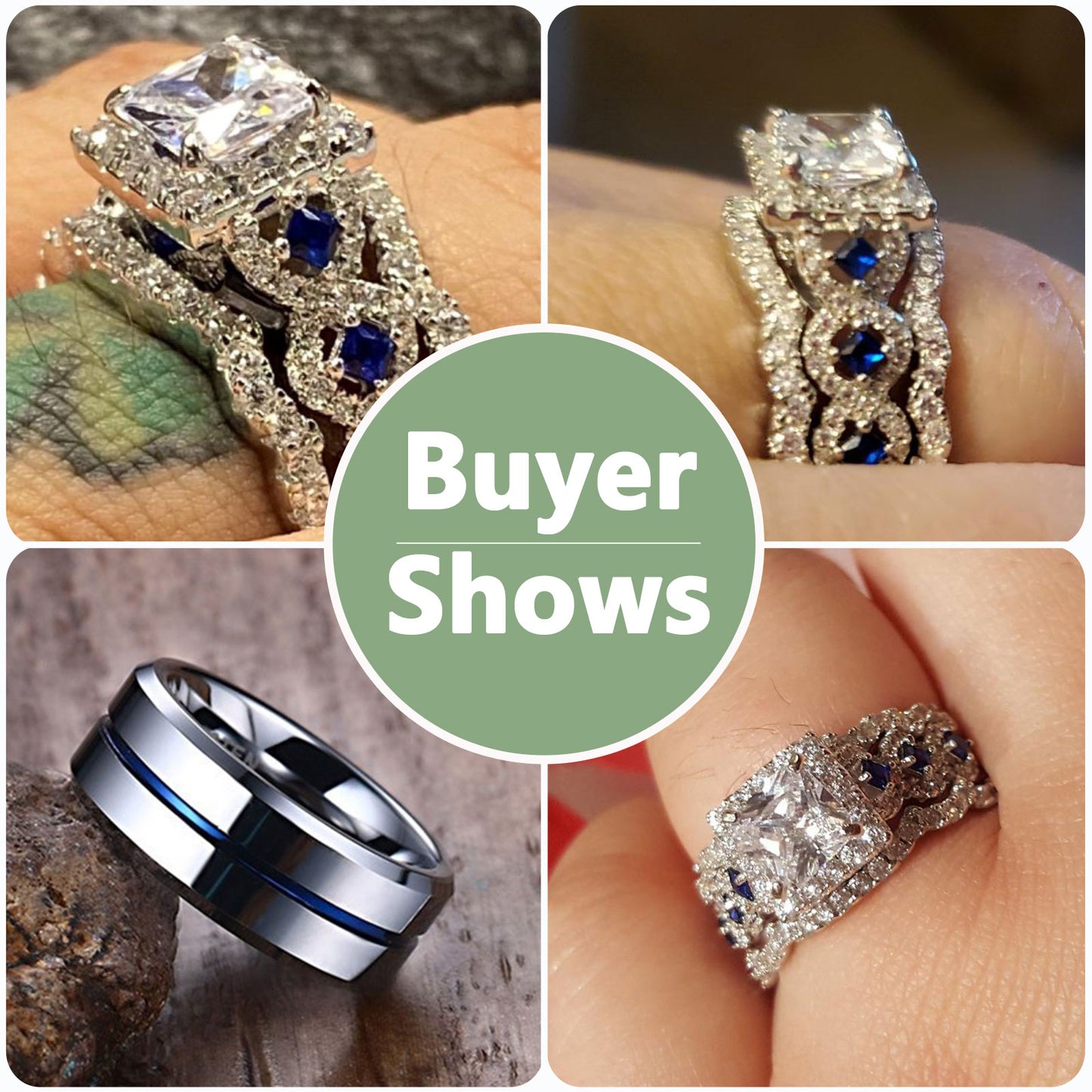 Newshe Wedding Ring Sets for Him and Her Women Mens Tungsten Bands Sterling Silver Couple Cz Size 5-13