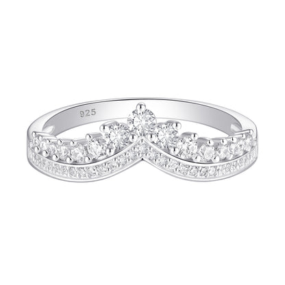 Newshe Jewellery AAAAA Crown Wedding Band for Women Stackable Eternity Rings 925 Sterling Silver Engagement Ring