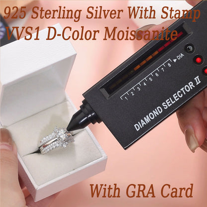 Newshe Jewellery Moissanite Wedding Rings for Women VVS1 D Color Engagement Rings Enhancer Band 925 Sterling Silver Size 5-10
