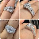 Newshe Jewellery Wedding Rings for Her AAAAA Cz Women's Bridal Sets 925 Sterling Silver Emerald Cut Engagement Ring Size 5-10