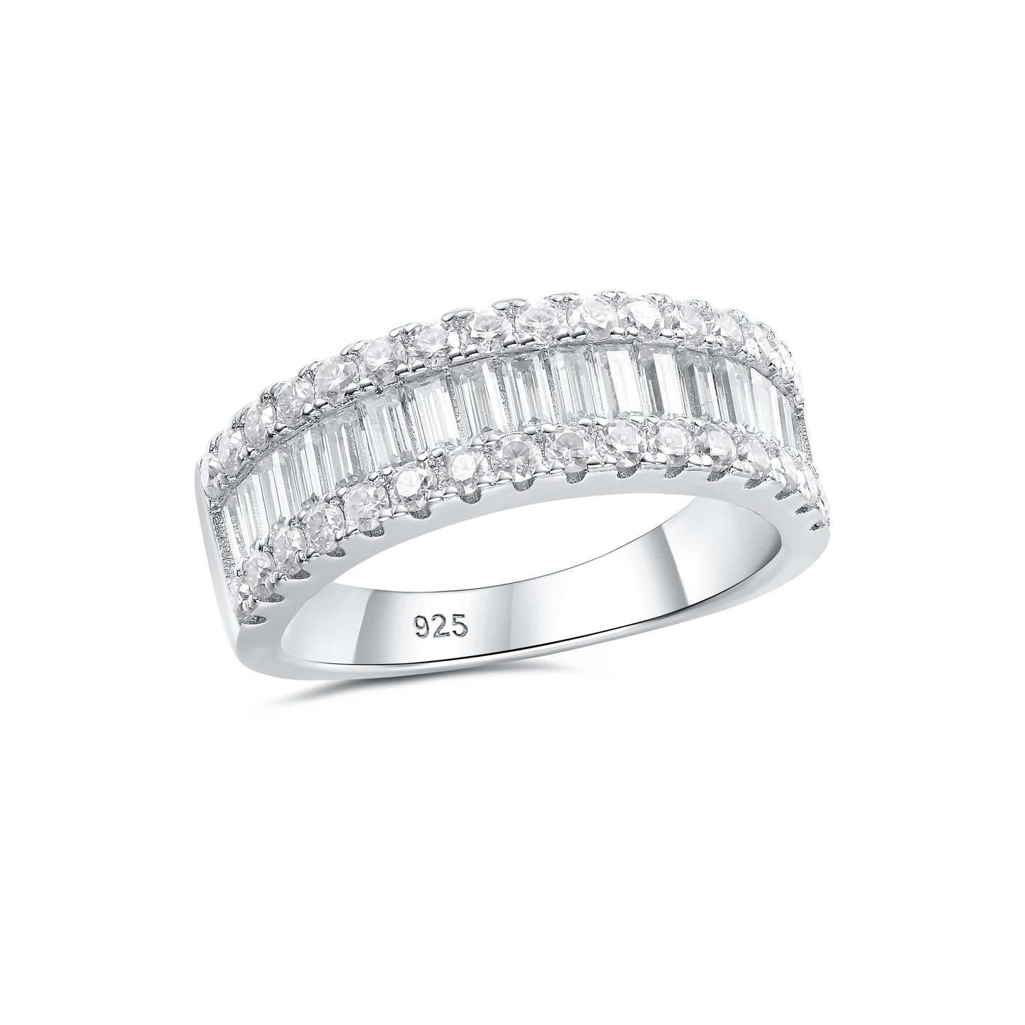 Newshe Jewellery Moissanite Wedding Bands for Women 925 Sterling Silver Eternity Rings Emerald Promise Engagement Size 5-10