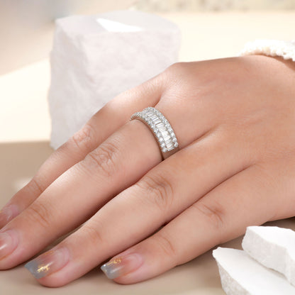 Newshe Jewellery Moissanite Wedding Bands for Women 925 Sterling Silver Eternity Rings Emerald Promise Engagement Size 5-10