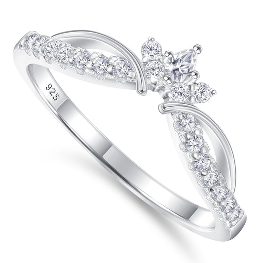 Newshe Jewellery D Color VVS1 Moissanite Curved Wedding Bands for Women Stacking Eternity Rings Crown Pear Round Anniversary