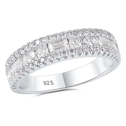 Newshe Jewellery Moissanite Rings for Women 925 Sterling Silver Wedding Bands Pave Emerald Eternity Band Ring Size 5-10