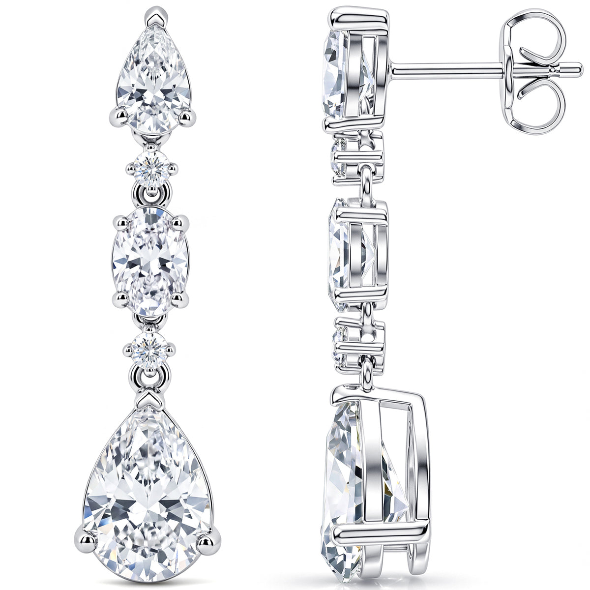 NEWSHE JEWELLERY 6.1Ct Moissanite Bridal Earrings for Women 925 Sterling Silver Long Pear Elegant Dangle Earrings