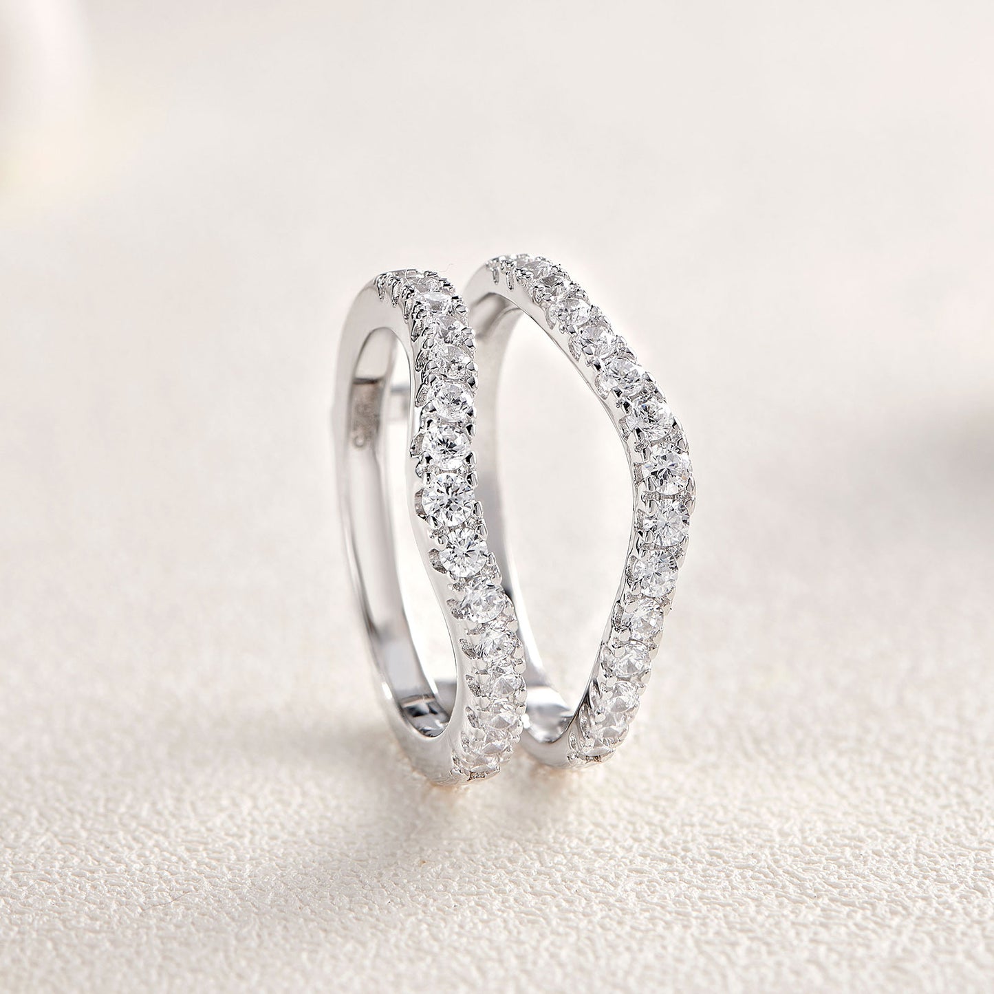 Newshe Moissanite Wedding Band for Women Ring Enhancer for Engagement Rings Bridal 925 Sterling Silver Dainty Guard Rings Size 5-10