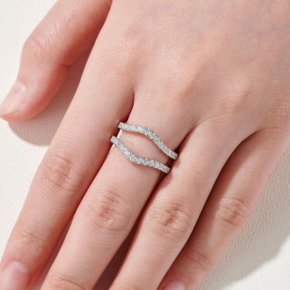 Newshe Moissanite Wedding Band for Women Ring Enhancer for Engagement Rings Bridal 925 Sterling Silver Dainty Guard Rings Size 5-10