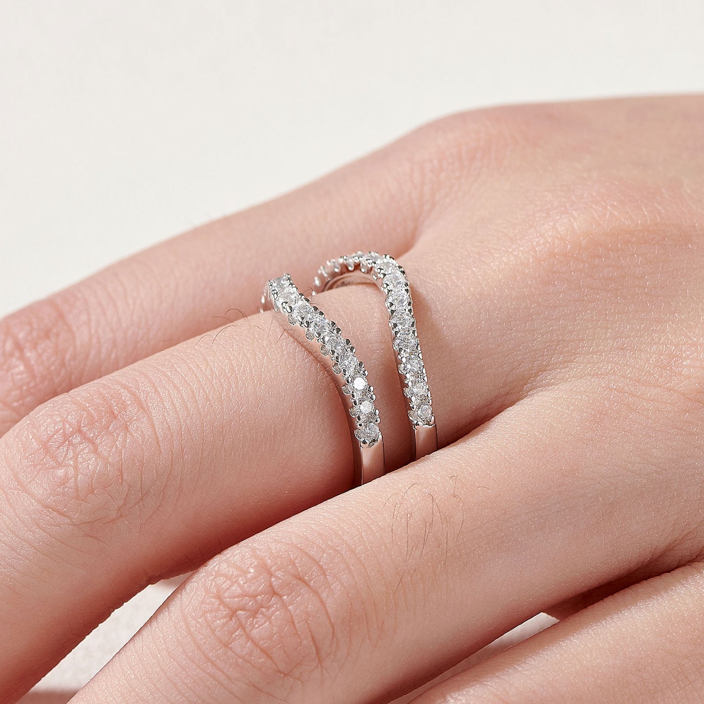 Newshe Moissanite Wedding Band for Women Ring Enhancer for Engagement Rings Bridal 925 Sterling Silver Dainty Guard Rings Size 5-10