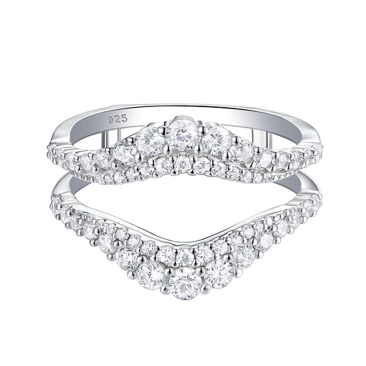Newshe Ring Enhancer for Engagement Rings Wedding Band for Women Eternity 5A Cz 925 Sterling Silver Size 5-10
