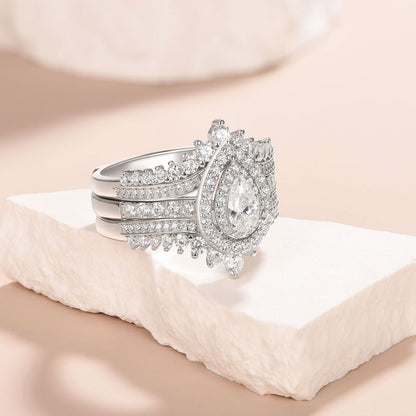 Newshe Jewellery Wedding Rings Set AAAAA Cz Rings for Women Engagement Rings 925 Sterling Silver Bridal Ring Enhancer Size 5.5-12