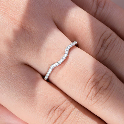 Newshe Jewellery Moissanite Wedding Band 925 Sterling Silver Eternity Rings for Women Stackable Curved Engagement Bridal Gift Size 5-10