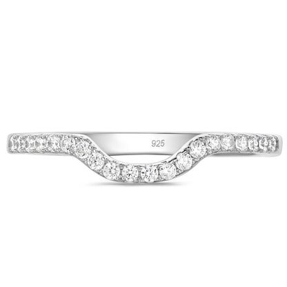 Newshe Jewellery Moissanite Wedding Band 925 Sterling Silver Eternity Rings for Women Stackable Curved Engagement Bridal Gift Size 5-10