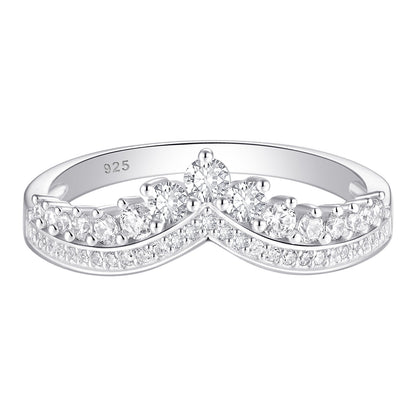 Newshe Jewellery AAAAA Crown Wedding Band for Women Stackable Eternity Rings 925 Sterling Silver Engagement Ring Size 5-10