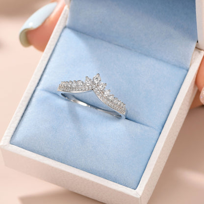 Newshe Jewellery AAAAA Crown Wedding Band for Women Stackable Eternity Rings 925 Sterling Silver Engagement Ring Size 5-10