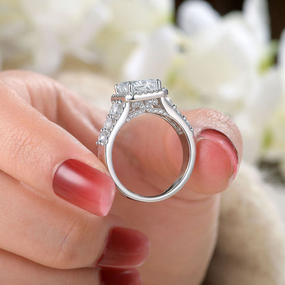 Newshe Jewellery 4CT Wedding Ring Sets Radiant Cut 925 Sterling Silver wedding rings for woman AAAAA Cz Size 5-10