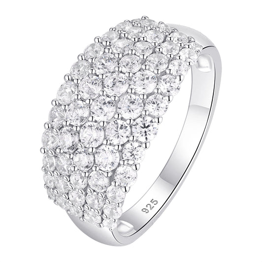 Newshe Jewellery Wide Wedding Bands for Her AAAAA 925 Sterling Silver Engagement Rings for Women Bridal Eternity Cz Size 5-10