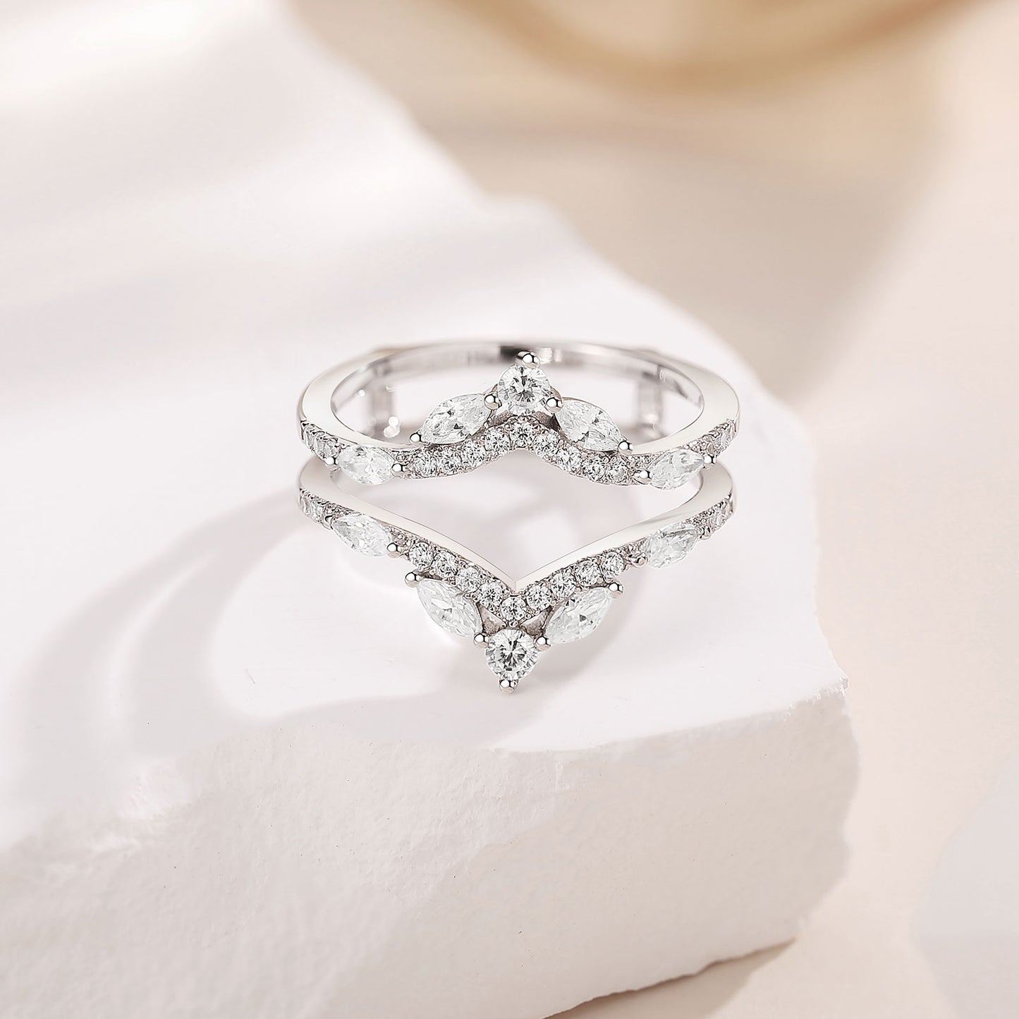 Newshe Jewellery 5A Cz Wedding Ring Enhancer for Engagement Rings 925 Sterling Silver Marquise Promise Eternity Band Sz 5-10