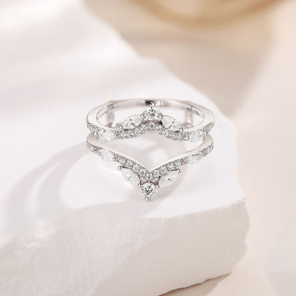 Newshe Jewellery 5A Cz Wedding Ring Enhancer for Engagement Rings 925 Sterling Silver Marquise Promise Eternity Band Sz 5-10