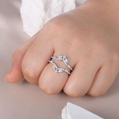 Newshe Jewellery 5A Cz Wedding Ring Enhancer for Engagement Rings 925 Sterling Silver Marquise Promise Eternity Band Sz 5-10