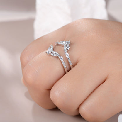 Newshe Jewellery 5A Cz Wedding Ring Enhancer for Engagement Rings 925 Sterling Silver Marquise Promise Eternity Band Sz 5-10