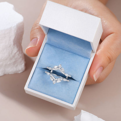 Newshe Jewellery 5A Cz Wedding Ring Enhancer for Engagement Rings 925 Sterling Silver Marquise Promise Eternity Band Sz 5-10