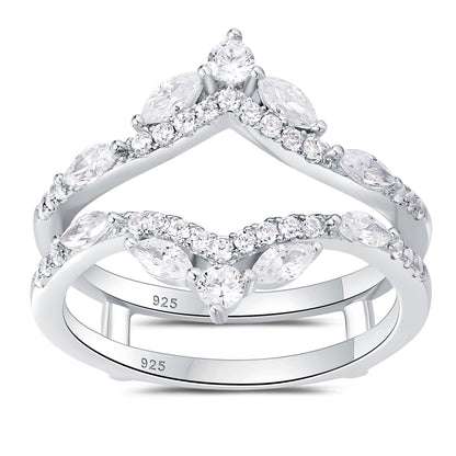Newshe Jewellery 5A Cz Wedding Ring Enhancer for Engagement Rings 925 Sterling Silver Marquise Promise Eternity Band Sz 5-10