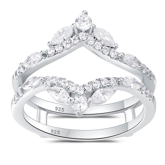 Newshe Jewellery 5A Cz Wedding Ring Enhancer for Engagement Rings 925 Sterling Silver Marquise Promise Eternity Band Sz 5-10