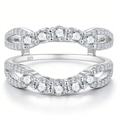 Newshe Jewellery Curved Moissanite Rings Enhancer D Color VVS1 Wedding Bands for Women 925 Sterling Silver Size 5-10