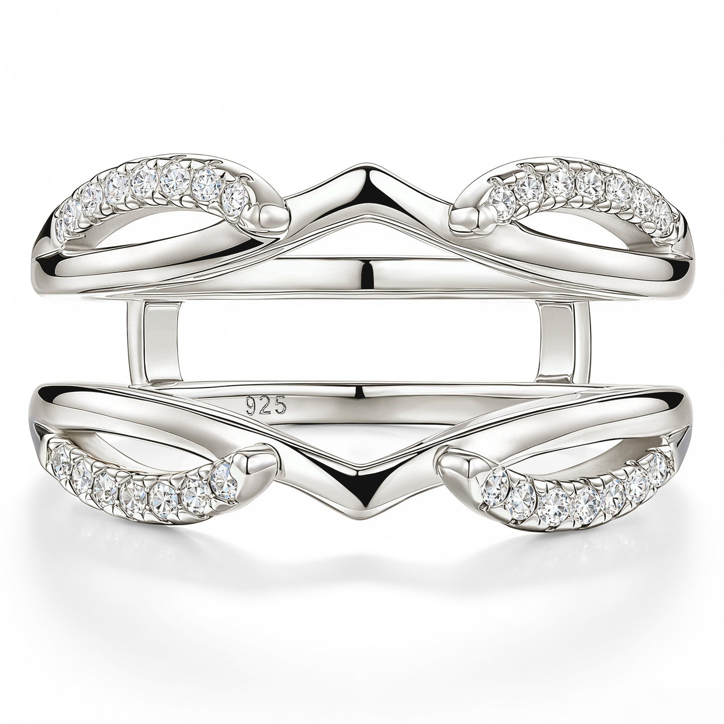 Newshe Jewellery Moissanite Wedding Rings Enhancer Infinity Curved Bands for Women 925 Sterling Silver Size 5-10