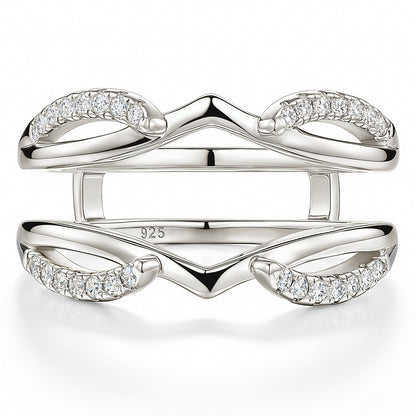 Newshe Jewellery Moissanite Wedding Rings Enhancer Infinity Curved Bands for Women 925 Sterling Silver Size 5-10