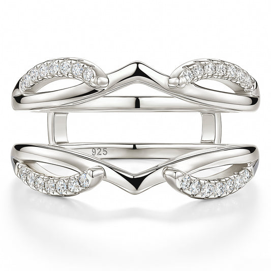 Newshe Jewellery Moissanite Wedding Rings Enhancer Infinity Curved Bands for Women 925 Sterling Silver Size 5-10