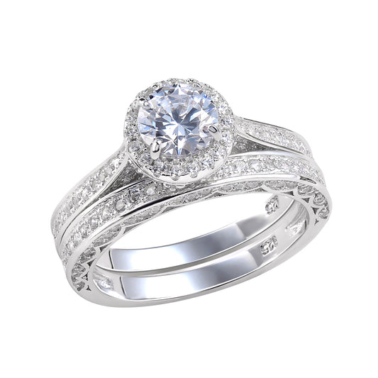 Newshe Wedding Rings for Women Engagement Ring Set 925 Sterling Silver 2.4Ct Round White AAAAA Cz Size 4-13