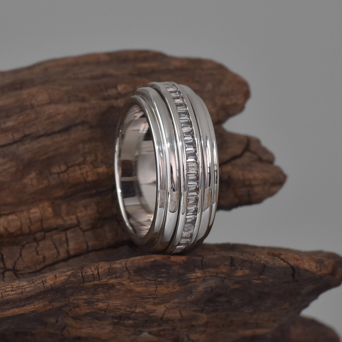 Newshe 5A Cubic Zirconia Men's Wedding Band 18K White Gold Plated Wedding Rings For Men Christmas Gifts For Men Size 5-10